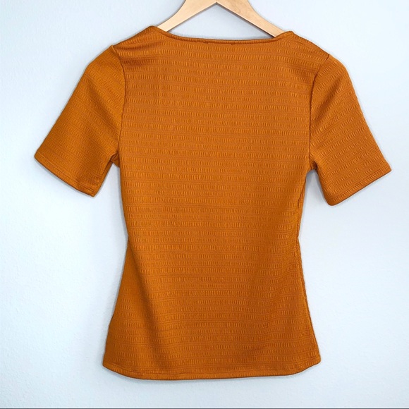 Express Orange Textured Square Neck Top | Sz S - Picture 5 of 5
